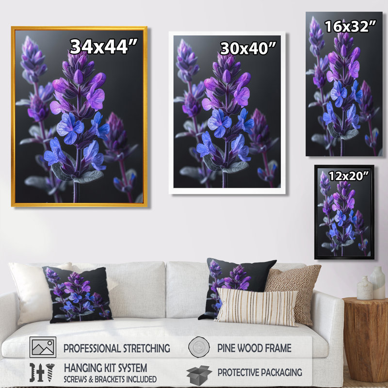 Mauve bleu, lilas, Natures Nuance - lilas, art mural, H 20 po x l 12 po x P 1 po, Toile encadrée noire simple