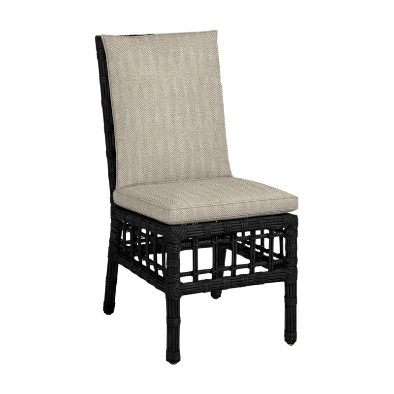 Chaise d'appoint d'extérieur en résine tressée Newport N-Dura, Welt, Chevron sable, Onyx