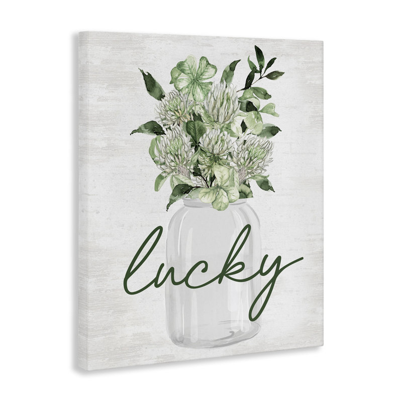 "Lucky Spring Shamrocks", art mural sur toile par lettré et doublé, H 40 po x l 30 po