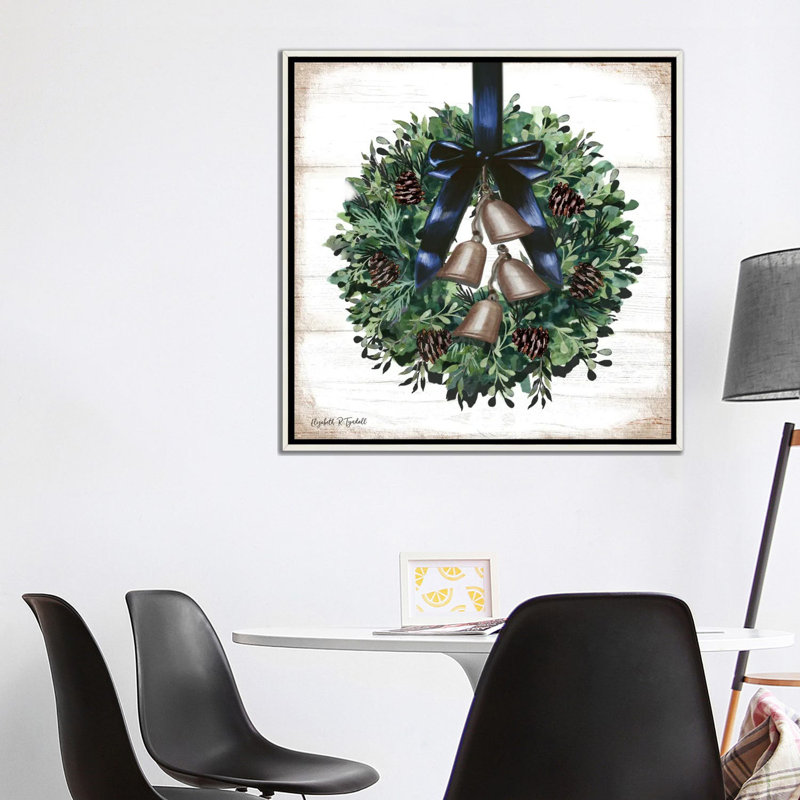 Marine Bow Wreath - reproduction d'art murale - toile encadrée, Blanc patiné, H 37 po x l 37 po