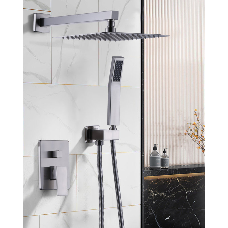 12 po Pomme de douche murale et douche à main avec valve brute de 1,8 GPM incluse, Acier Inoxydable