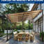 Pergola d'extérieur en métal 10 'x 14', auvent pour patio, terrasse, cour arrière, antirouille, capacité de charge de 60 lb / m2 avec toit, terrasses, structure, capacité, résistance au vent 30-35Mph, neige 4 pouces-1295721366