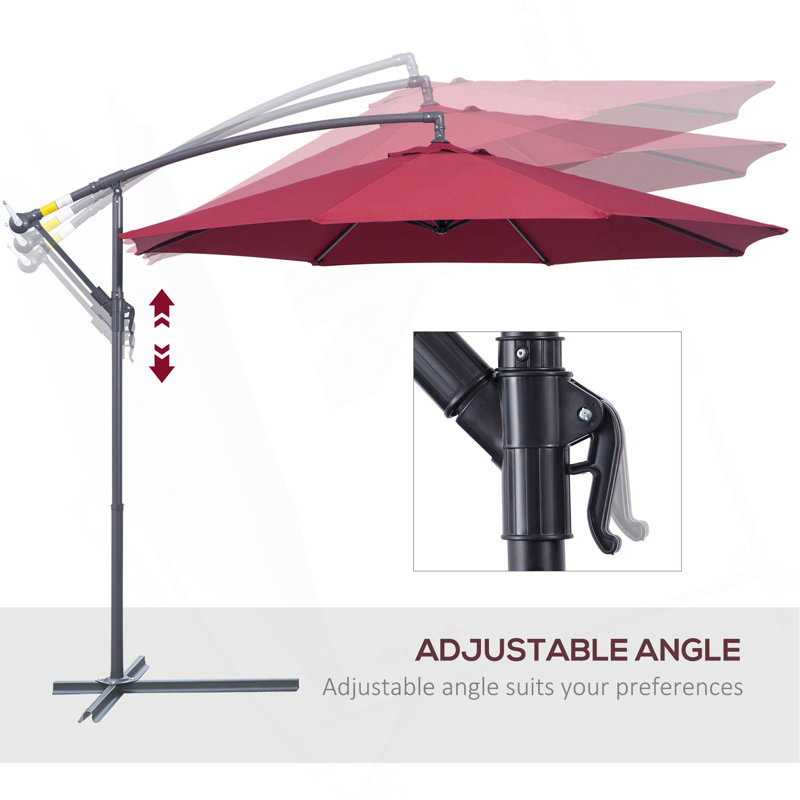 Parasol de patio décalé avec base de parasol en porte-à-faux
