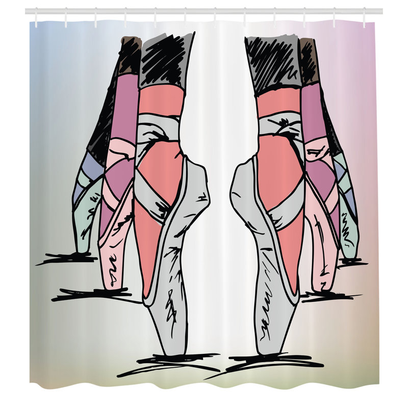 Latitude Run® Ballet Shower Curtain Ballerina Feet Sketch Art 69"Wx84"L Multicolor, 84" H x 69" W