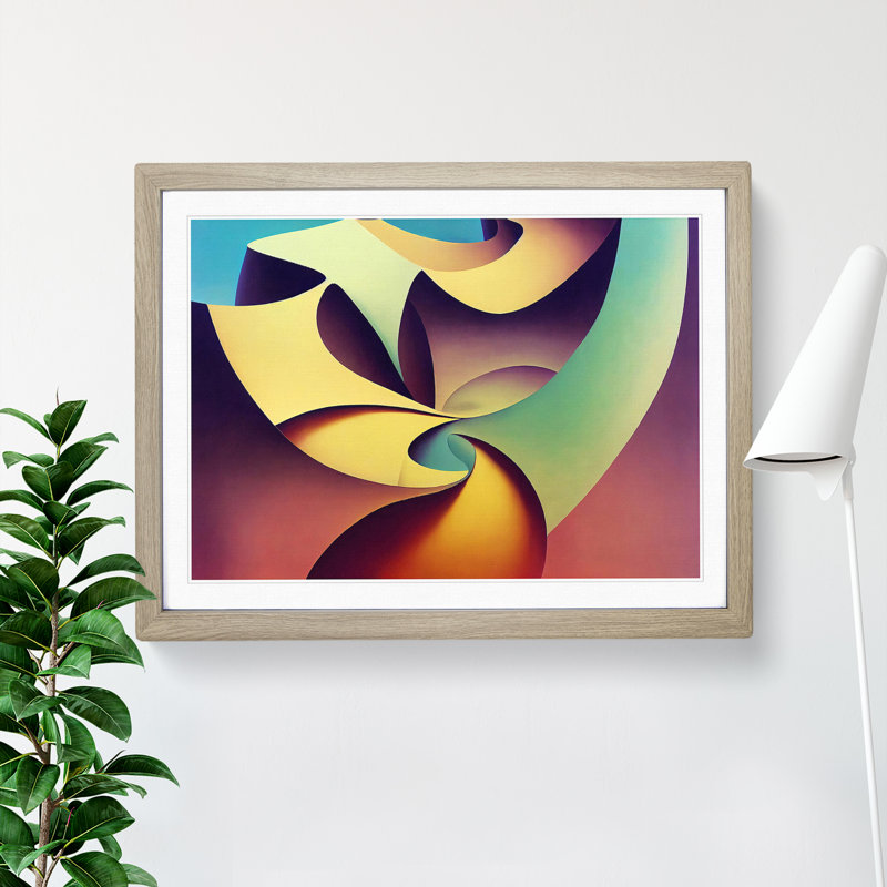 XH1022-8734X Surrealism Abstract Art Vol.7 - Single Picture Frame Print, 46cm H x 64cm W x 2cm D, Oak