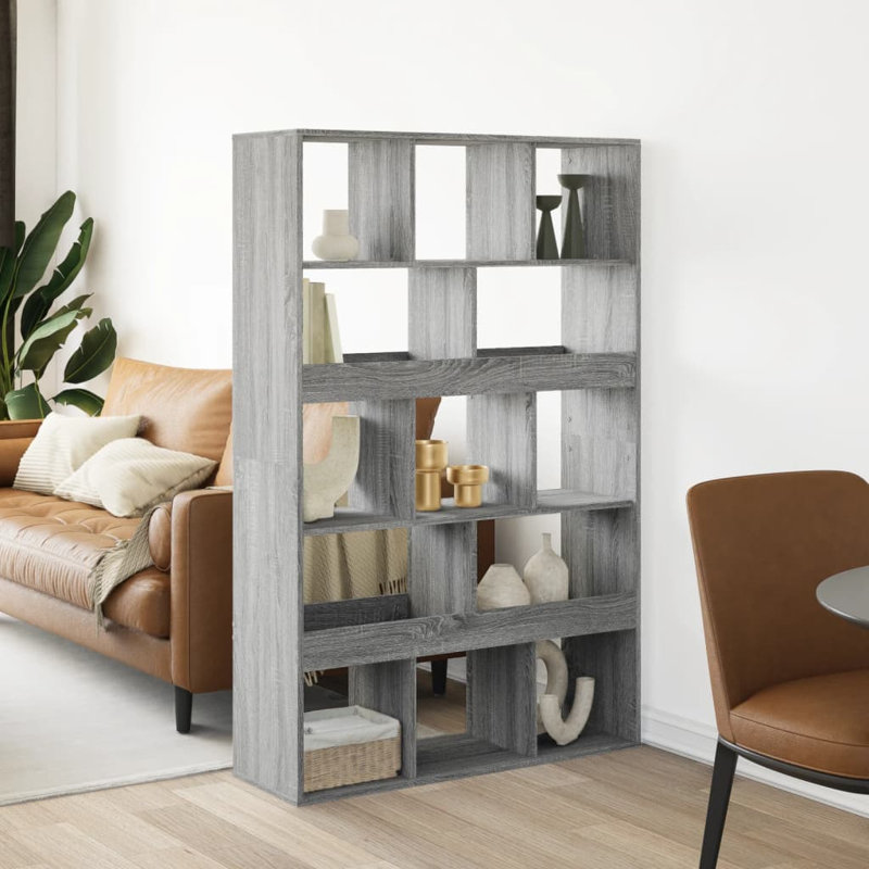 Angelinne 100cm W Bookcase, Grey/Sonoma, 156.5cm H x 100cm W x 33cm D