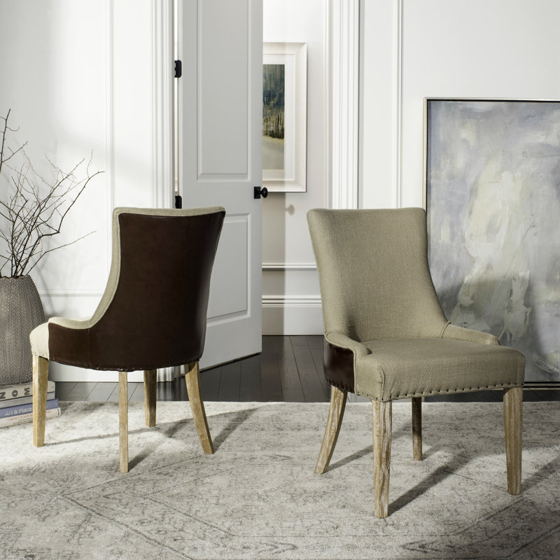 Abby 16.7'' H Upholstered Side Chair, Gold/Brown 