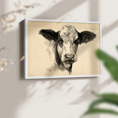 Charcoal Cow II -Framed Print - Restickable