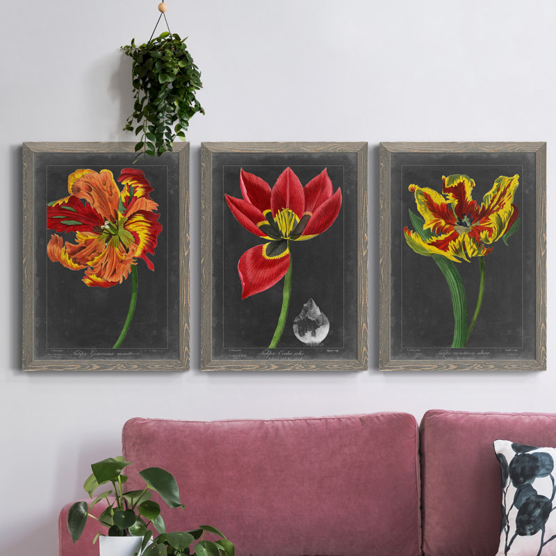 By The Window I - Ensemble de 3 peintures sur toiles encadrées, H 31,5 po x l 47 po x P 1,5 po, Gris