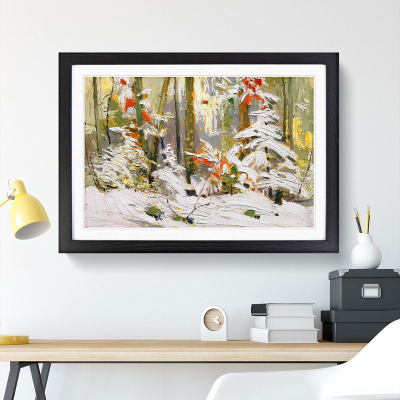 Winter Woodland by Tom Thomson - Picture Frame Painting, Black Framed, 27cm H x 36cm W x 2cm D