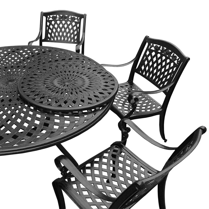 Eletta 6 - Person Patio Dining Set with Round Table, Black