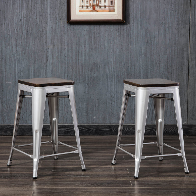 Tabouret de comptoir Becerra, Tabouret de comptoir (assise de 24 po de hauteur), Blanc antique