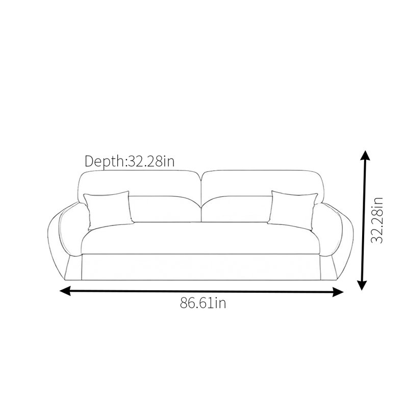 Canapé Fashion, 3, H 32,28 po x l 86,61 po x P 32,28 po