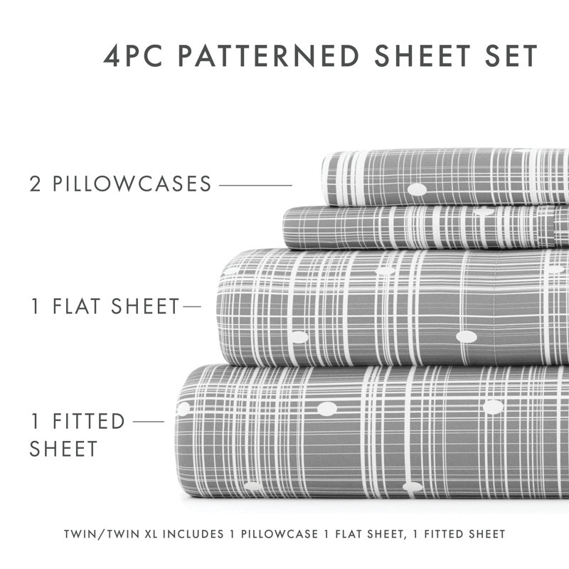 Simply Soft™ Microfiber Sheet Set, Cal.King Sheet Set + 1 Fitted Sheet + 2 Pillowcase, Gray