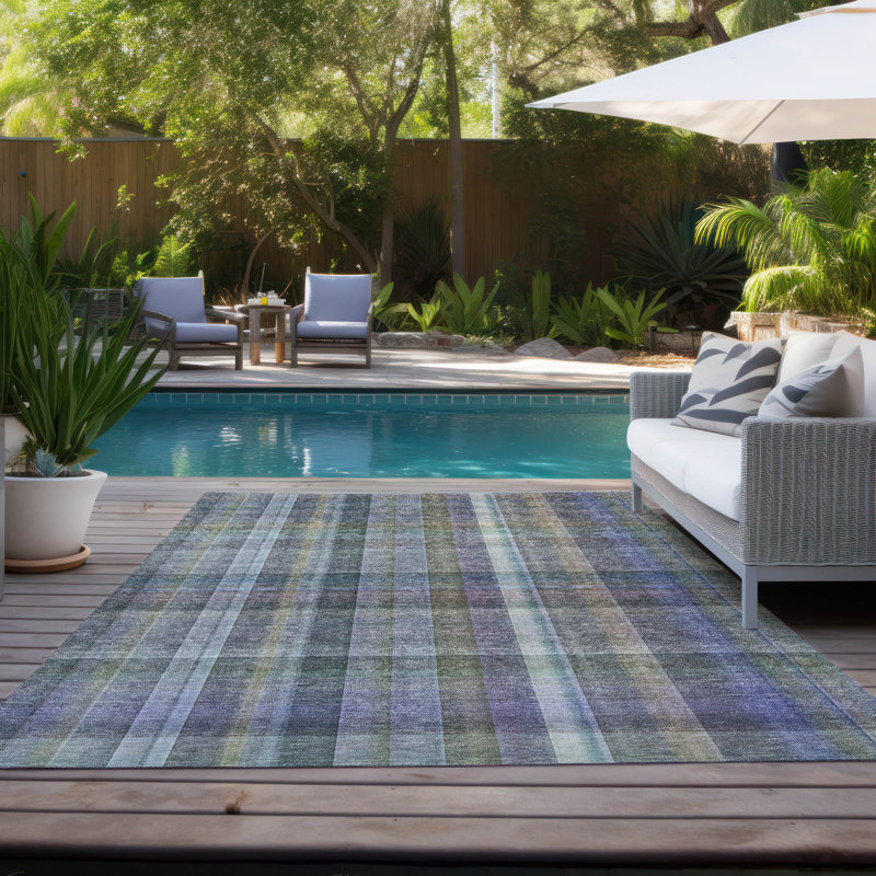 Alfonzo Washable Striped Indoor / Outdoor Rug, Rectangle 10' x 14'