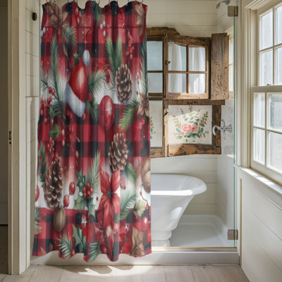 Rideau de douche standard 1 pièce Yuletide Checkers