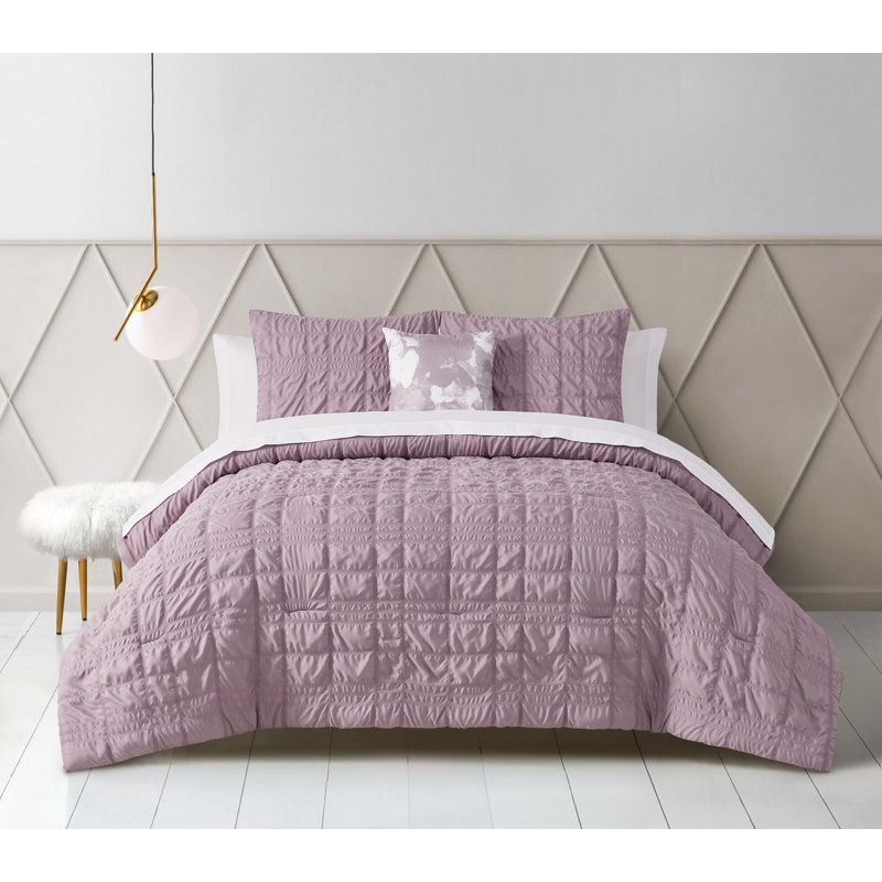 Adelle 8 Piece Mauve Bed-in-a bag, Queen Comforter + 7 Additional Pieces