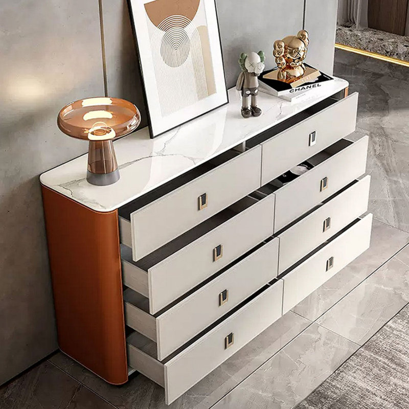 Buffet décoratif moderne en bois massif fritté blanc moderne