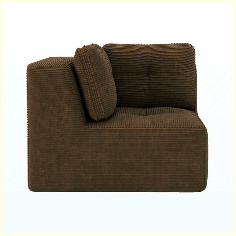 Canapé d'angle en velours côtelé brun, Brown Corduroy