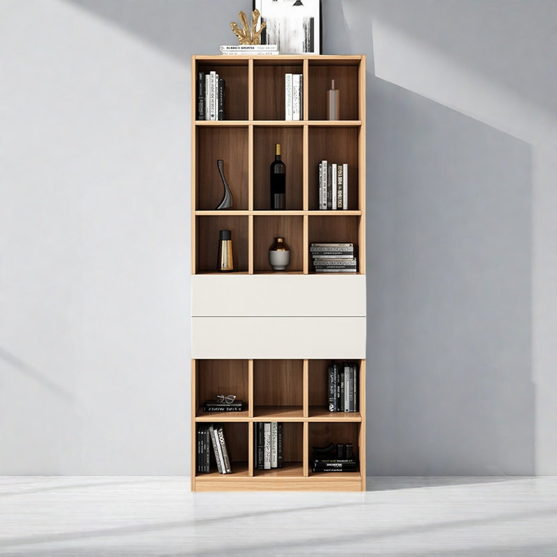 Bibliothèque de rangement de style italien de luxe légère, Brun / Gris clair