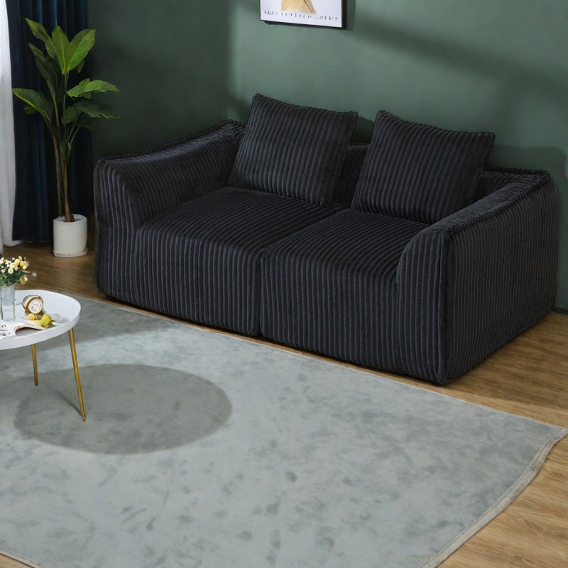 Compression Sofas, 72 Inch Corduroy 2 Seat Modern Couch for Home