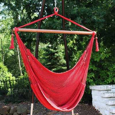 Chaise hamac suspendue avec corde en polyester filé doux Plummer - rouge