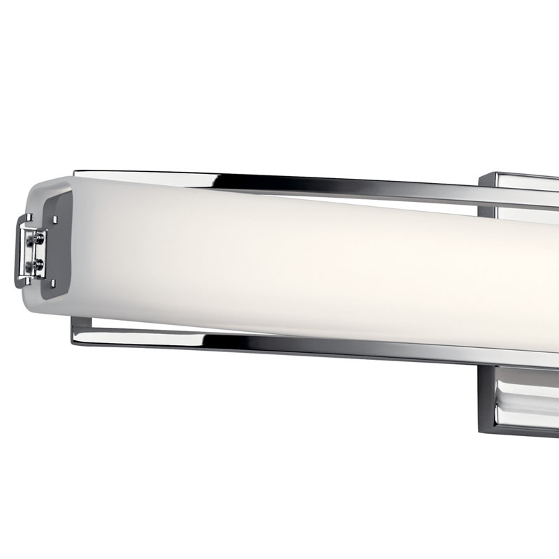 Barre d'éclairage de salle de bain 1 lumière à DEL à intensité variable Allsun, Chrome
