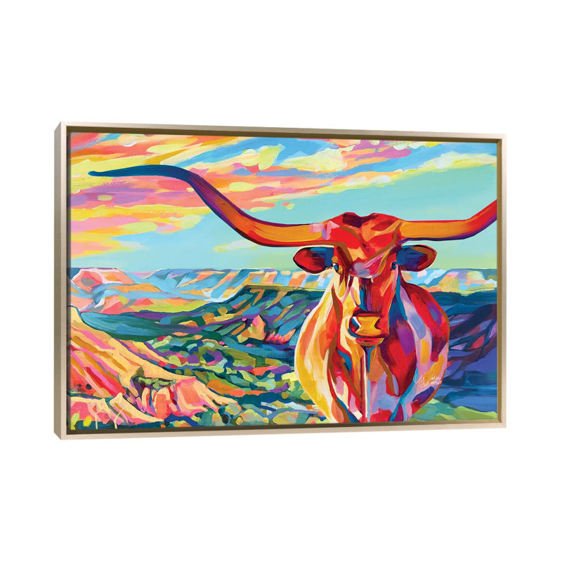 Palo Duro Texas Longhorn - reproduction d'art murale encadrée, H 26 po x l 40 po, Reproduction encadrée sans passe-partout