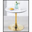 Table de salle à manger 31,5 "avec tulipes dorées et blanches style Mid-Century pour 2 à 4 personnes avec plateau rond en MDF-177113976-177113977