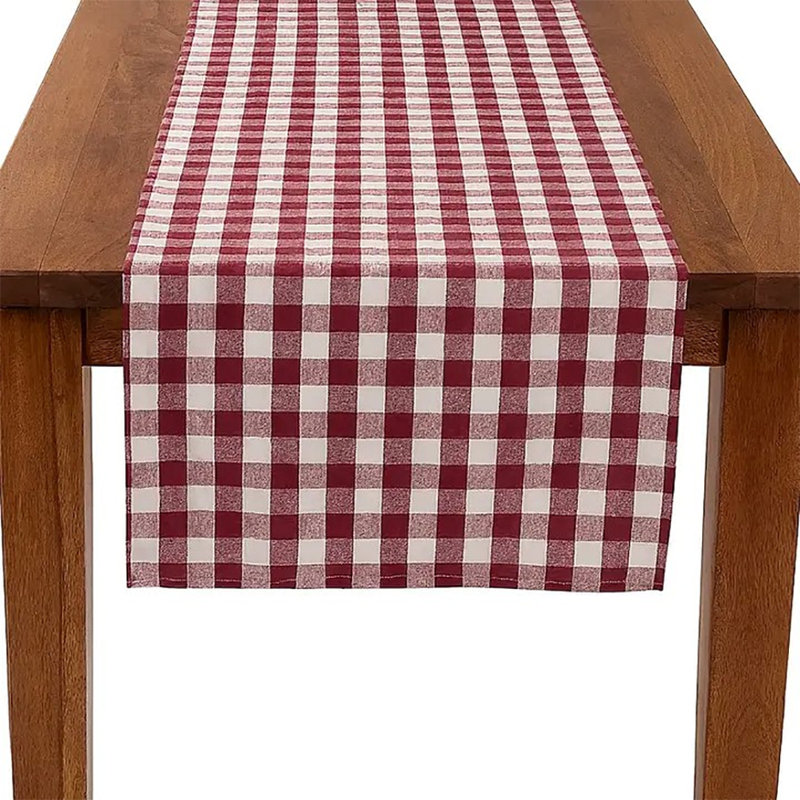 Buffalo Checkered Farmhouse Table Runner, 54" x 16" , Wine