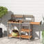 Table de rempotage d'extérieur en bois avec évier, banc de travail de table de jardin avec tablette, poste de travail pour pelouse extérieure