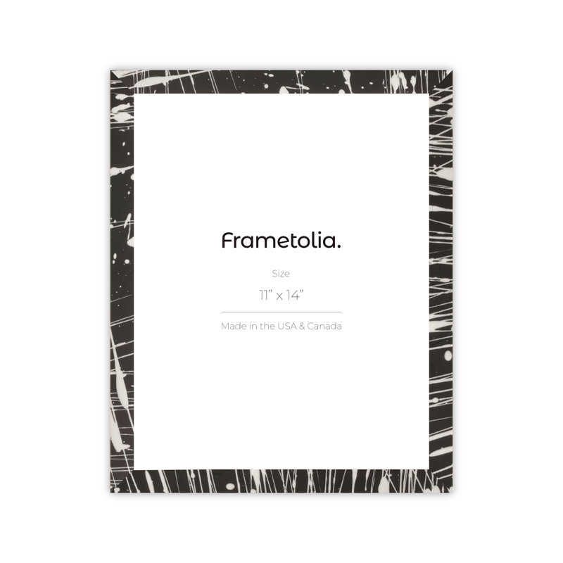 Metro Fade Splash Medium Width Wall Frame - No Mat, 11" W x 14" H, Black/White