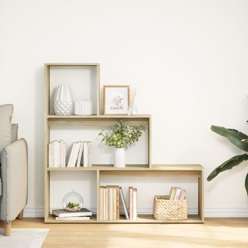 Andreca Bookcase, Sonoma Oak, (3 Shelves) 123cm H x 123cm W x 29cm D
