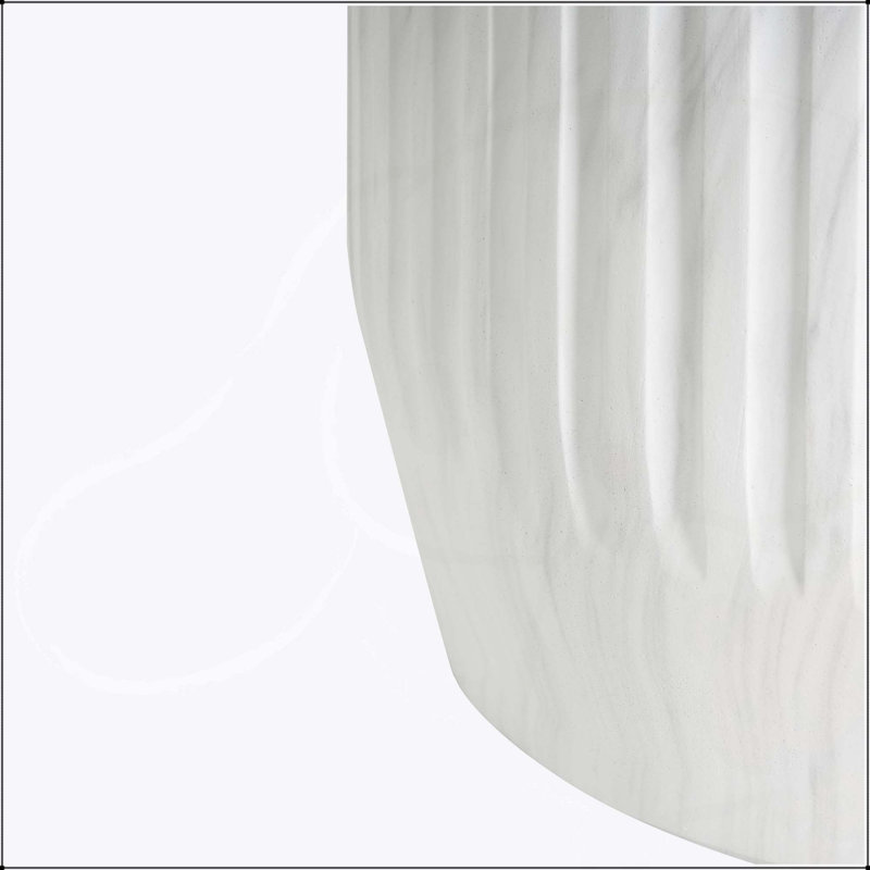 Outdoor Cicci Carved Side Table, Lightweight Concrete, Multi-Functional, Durable and Stylish for Indoor and Outdoor Use