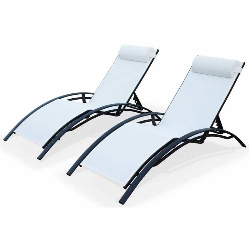 Sebastien 160cm Long Reclining Chaise Lounge Set, Anthracite, White