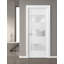 Porte de ville française prémontée, 3 vantaux, verre dépoli, Lucia 4070 Blanc Soie, panneau simple, cadre, poignées, porte robuste pour salle de bain ou chambre - 45,7 cm x 203,2 cm-109769805
