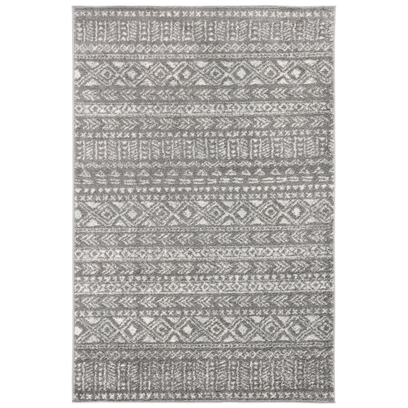 Tapis gris foncé / ivoire Rensselear, Rectangle 4 pi x 6 pi
