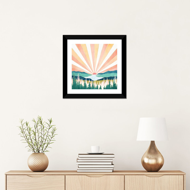 Coucher de soleil d'été - impression, H 16 po x l 16 po x p 1 po, Black Framed Paper, Blanc