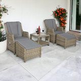 WENTWORTH 5pc Deluxe Gas Reclining chair set : 2 Gas operated recliners 1 x coffee table + 2 stools