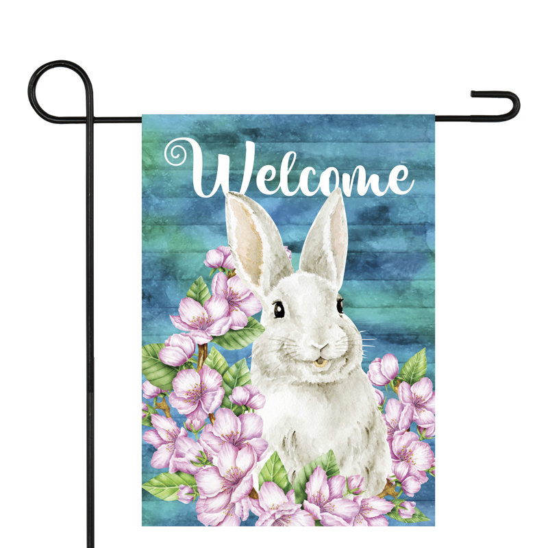 Drapeau de jardin Welcome Spring Bunny 12,5 po x 18 po