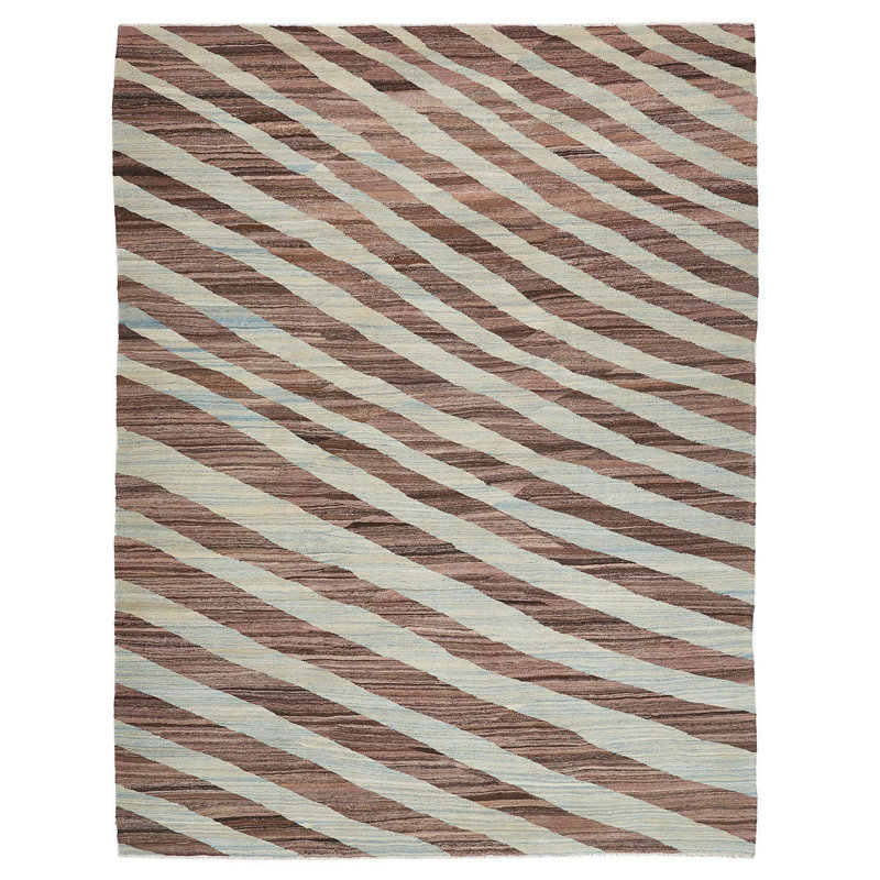 Brown Turkish Flatweave Wool Rug - 9'5" x 12'3"