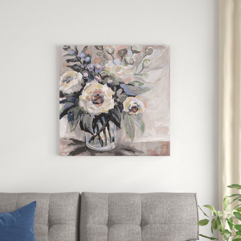 «Delighted Greige» par Jeanette Vertentes - peinture sur toile tendue, H 30 po x l 30 po x P 1,25 po