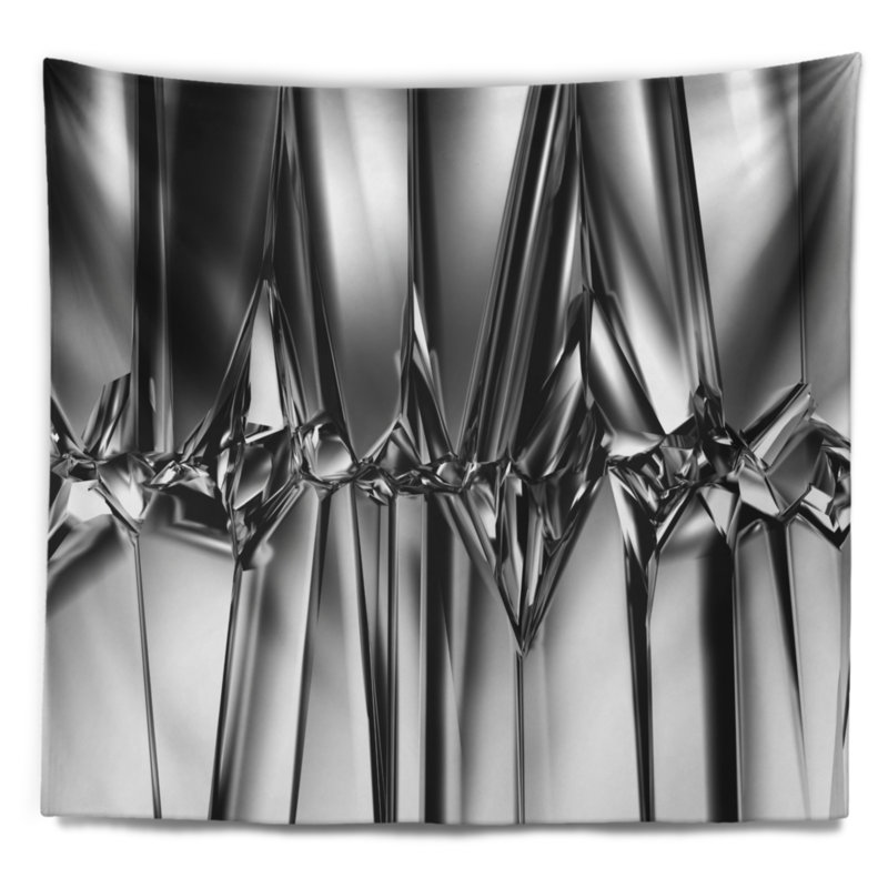 Tapisserie abstraite fond noir et cristal blanc, H 32 po x l 39 po