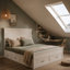 Structure de lit avec rangement moderne en bois avec 6 tiroirs, lit plateforme avec support en lattes de bois-1826926436