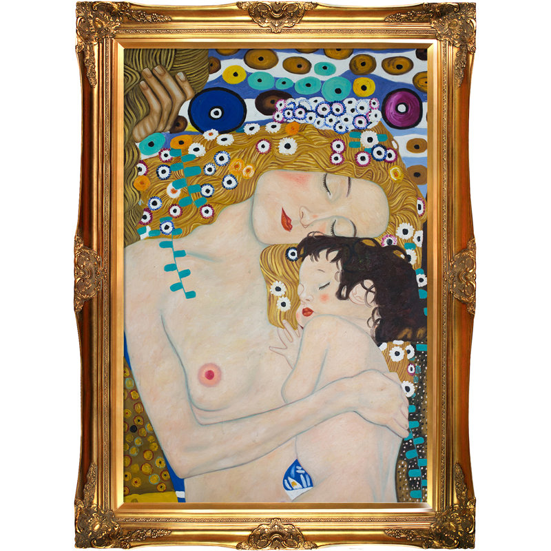 "le tre êta, donna" par gustav klimt,, peinture encadrée, H 44 po x l 32 po x P 2 po, Or victorien