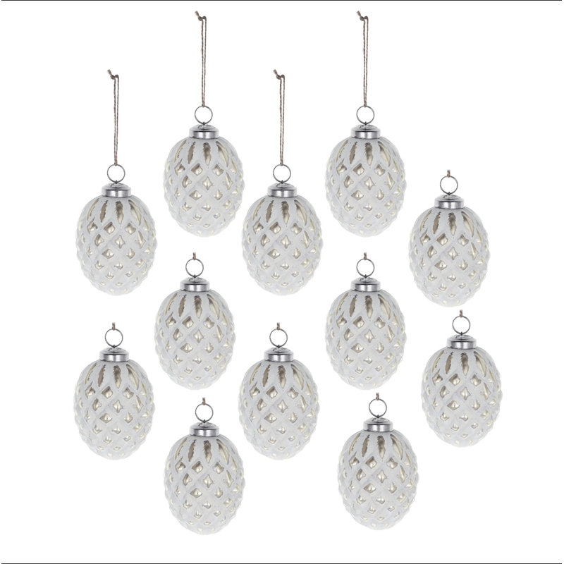 D4x4,2 "H boules de Noël, boules de Noël suspendues en verre pour décorations de fêtes, lot de 12