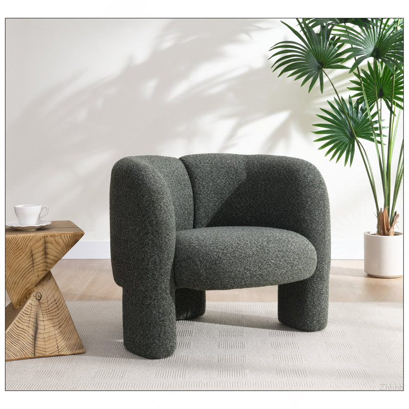 Fauteuil d'appoint en tweed vert Pemba