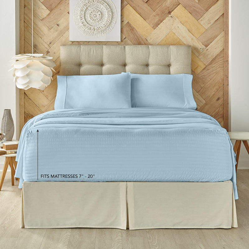 Royal Fit Sheet Set, Queen Sheet Set + Fitted Sheet + 2 Pillowcases, Light Blue