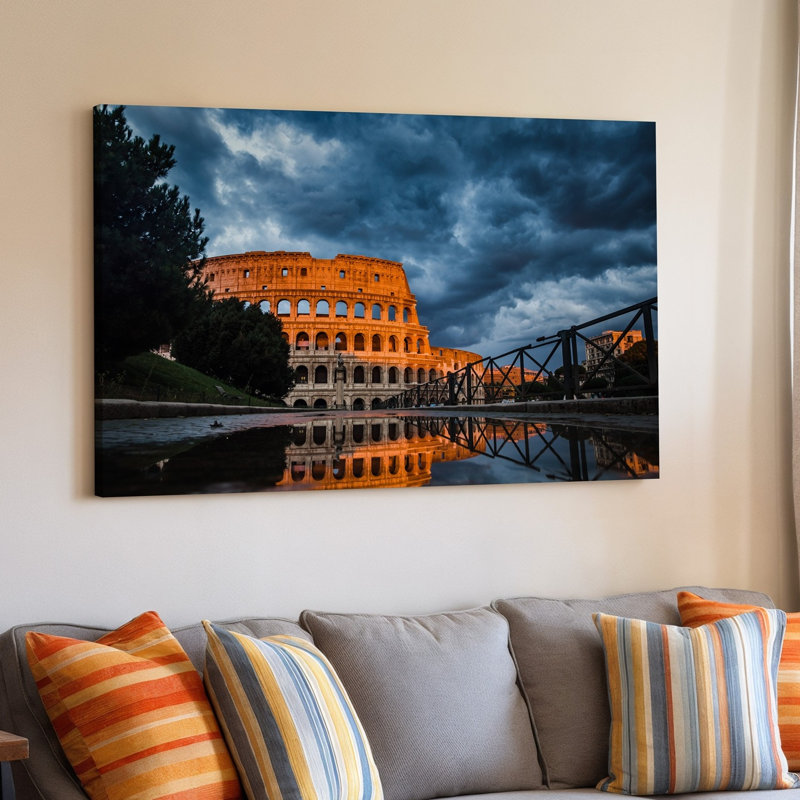 Toile une vue dramatique du Colisée à Rome capturée dans un art mural, H 20 po x l 30 po