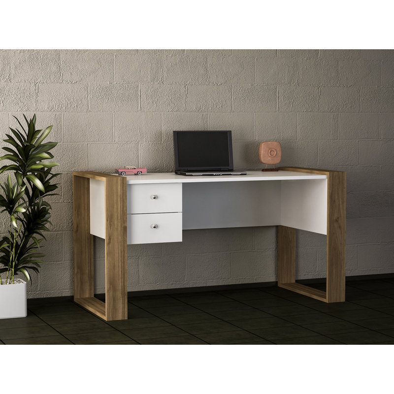 Writing Desk, White/Walnut